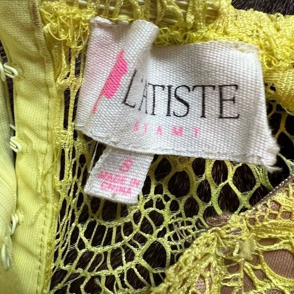L’ATISTE Yellow Lace Overlay Skirt Set - Picture 3 of 7